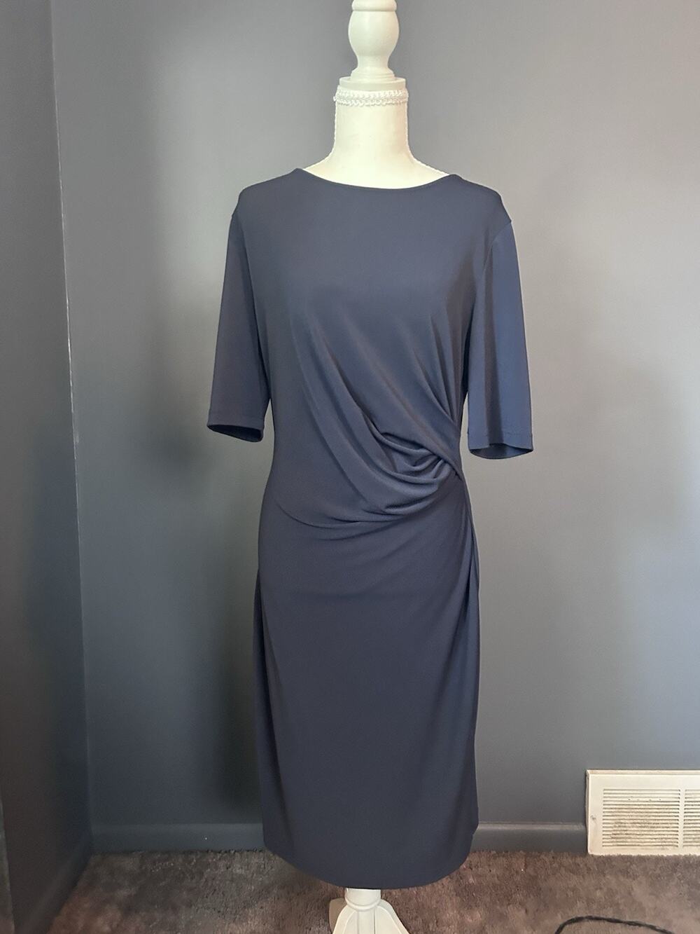 Banana Republic Navy Sheath Dress Size M Stretch Career Cocktail Pockets Classic